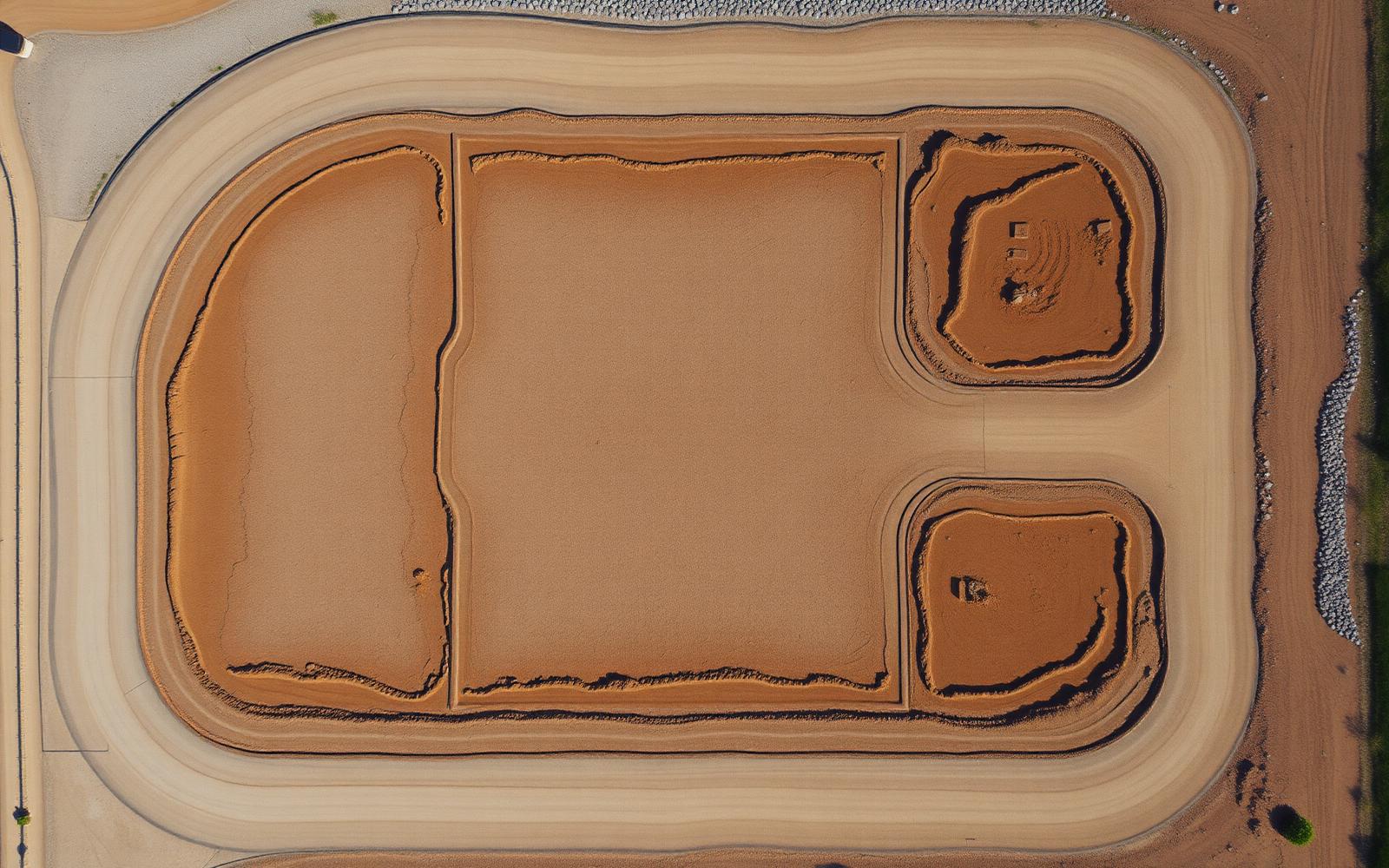 Top-down aerial of finished graded development pads